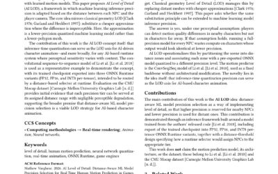 AI Level of Detail: Distance-Aware ML Model Precision Selection for Real-Time Human Motion Prediction in Games